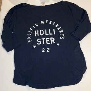 Navy Blue Hollister Quarter Sleeve Tee